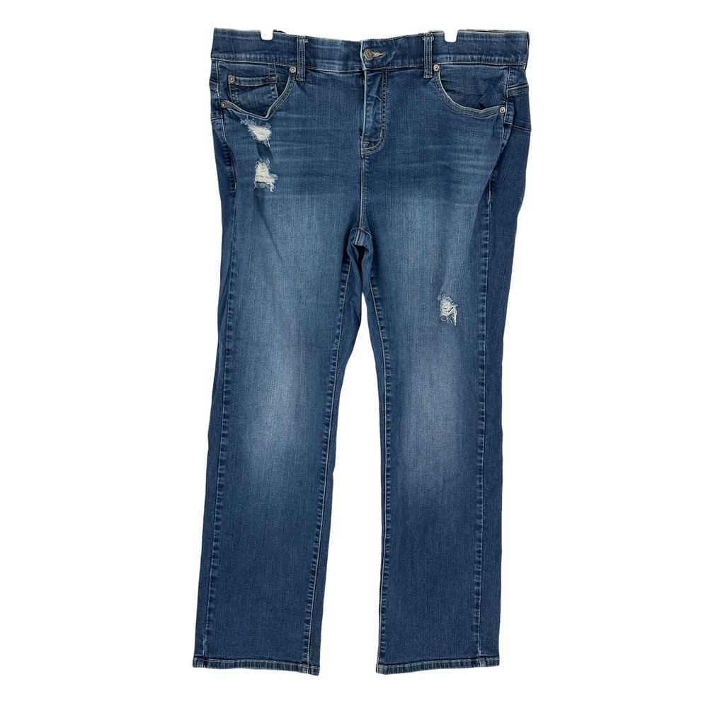 Torrid Bombshell Straight Jeans Blue Distressed Premium Stretch 20T